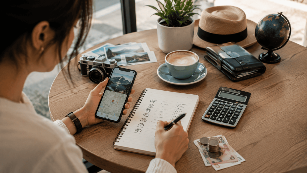 Traveler planning a budget for an affordable trip