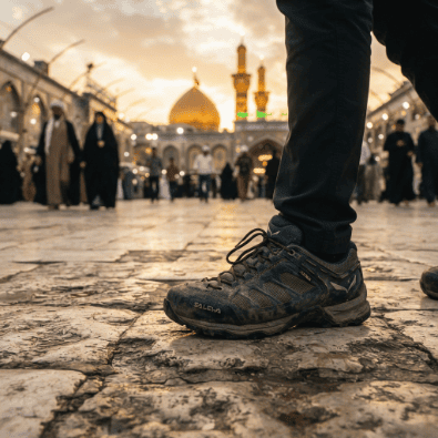 Supportive walking shoes for the Best Travel Outfit for Karbala Ziyarat