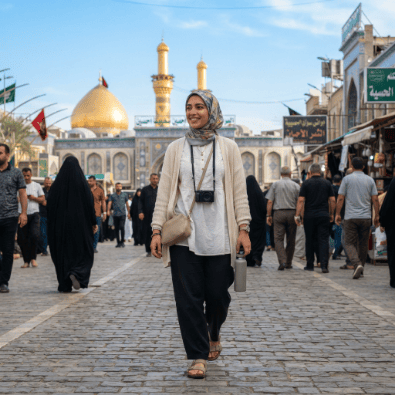 Lightweight layers for the Best Travel Outfit for Karbala Ziyarat