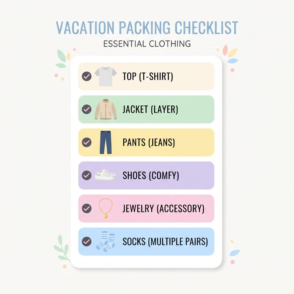 Airport travel fashion packing checklist infographic