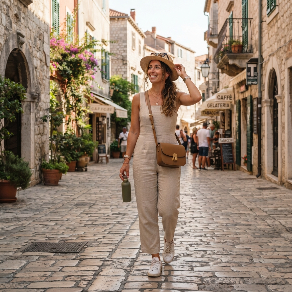 : Sleeveless jumpsuit for comfortable Travel Outfits Europe