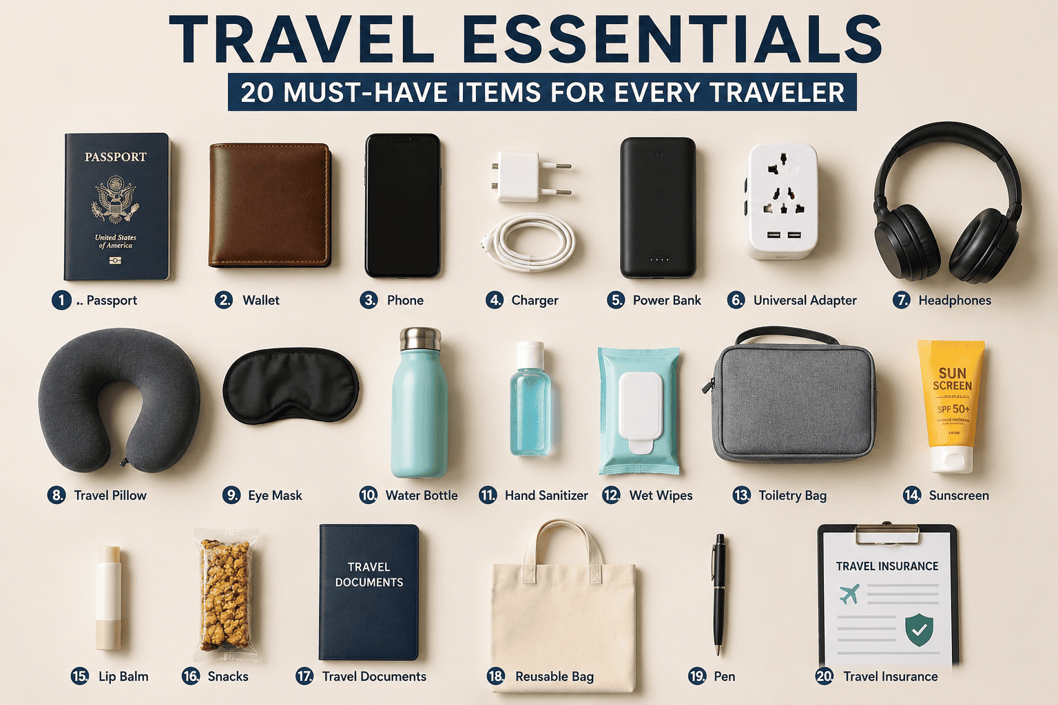essentials checklist showing 20 must-